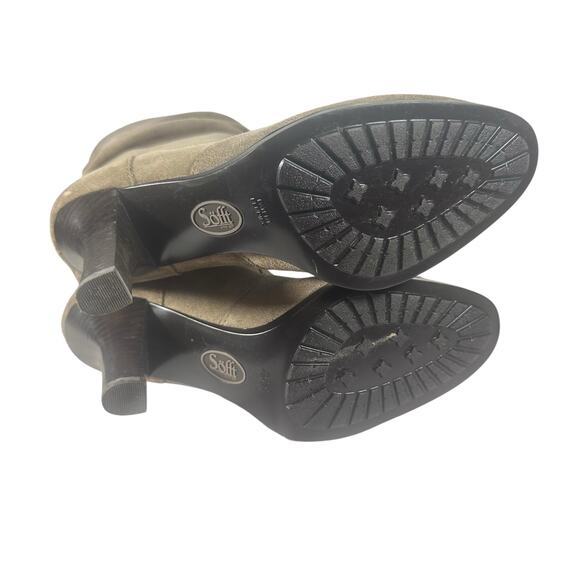 Sofft Suede Slouch Heeled Boots Size 7.5 Taupe Leather Tall High Heel Preloved - Picture 7 of 10